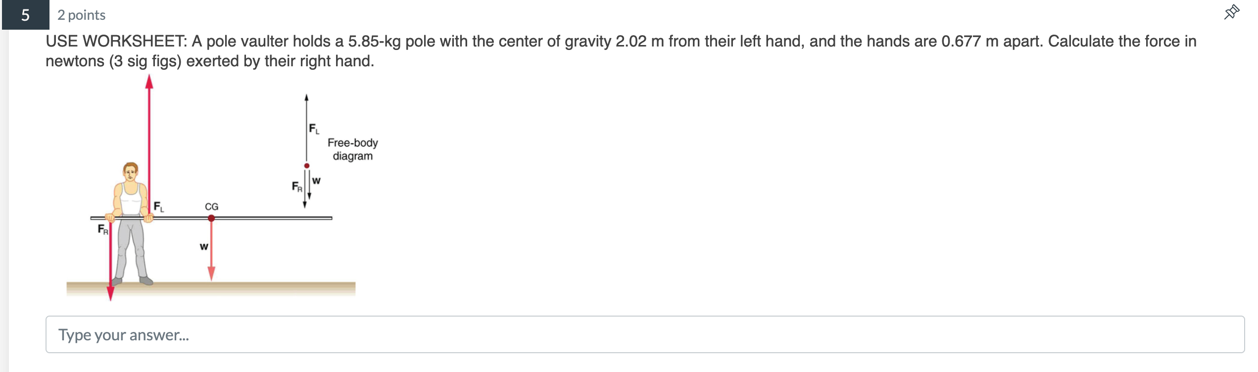 Solved USE WORKSHEET: A Pole Vaulter Holds A 5.85-kg Pole | Chegg.com