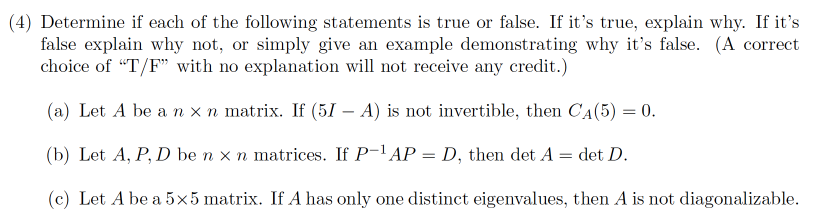 Solved (4) Determine if each of the following statements is | Chegg.com