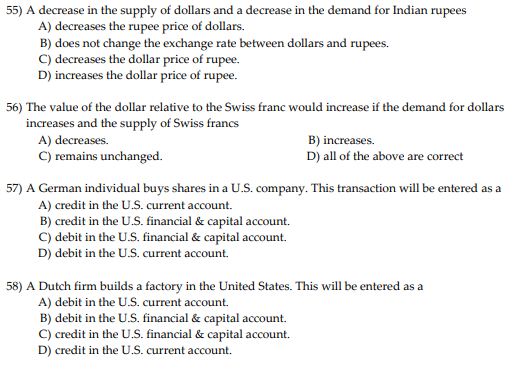 Solved 55 A Decrease In The Supply Of Dollars And A Decr Chegg Com