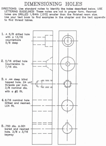 DIMENSIONING HOLES DIRECTIONS: Use standard notes to | Chegg.com