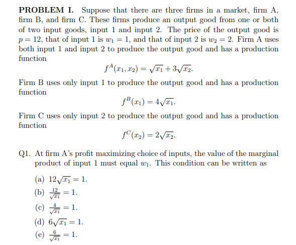 Solved PROBLEM I. Suppose that there are three firms in a | Chegg.com