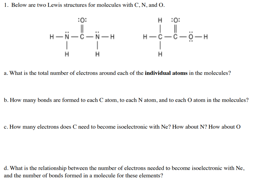Solved 1 Below Are Two Lewis Structures For Molecules Wi Chegg Com