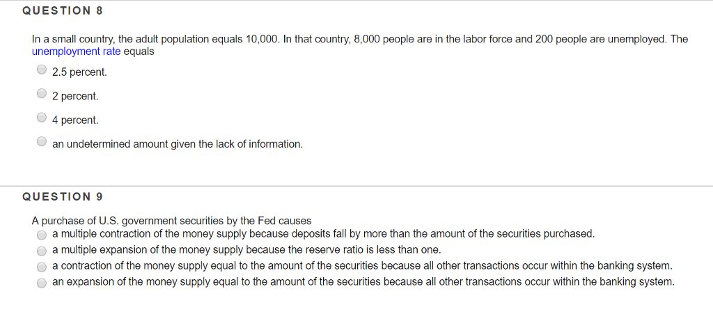 Solved QUESTION 8 In A Small Country The Adult Population Chegg