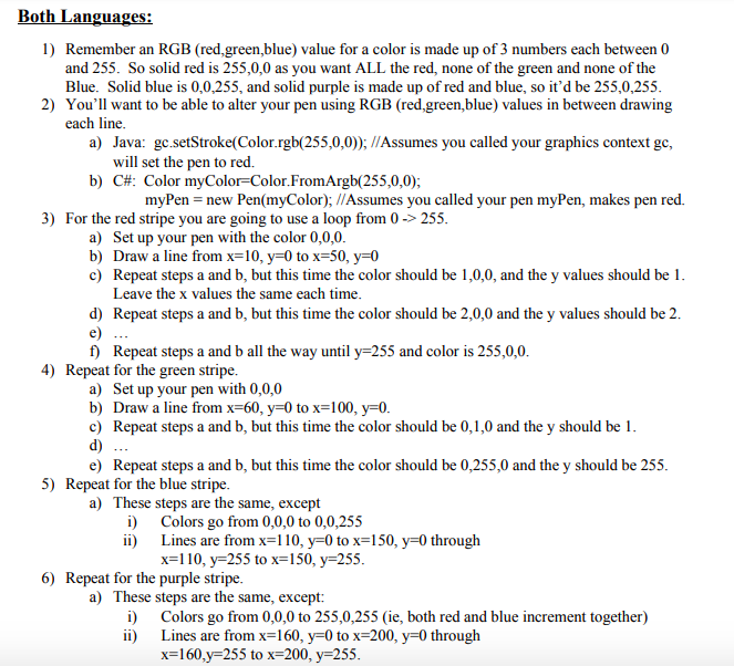 Solved Concept Summary: 1. Graphics Java/C# 2. Colors 3. | Chegg.com