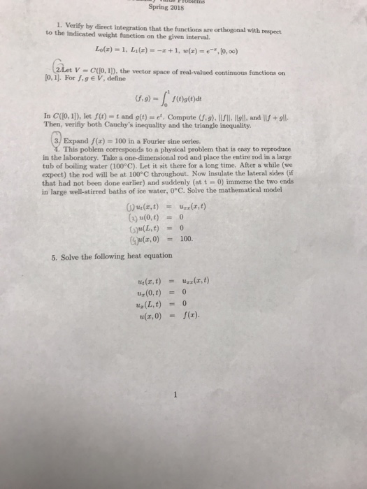 Solved Spring 2018 1. Verify by direct integration that the | Chegg.com