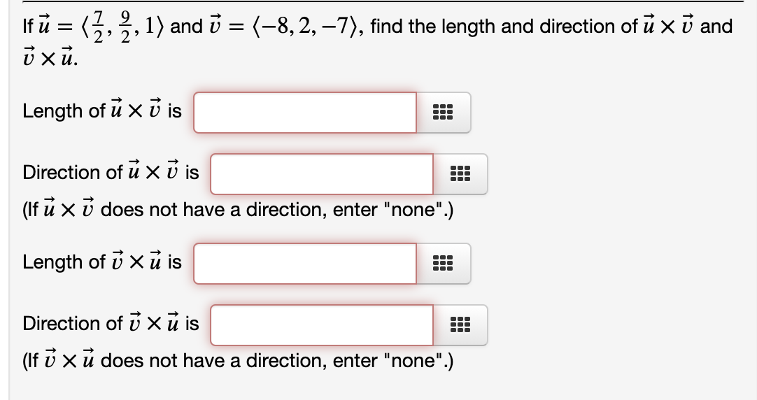 Solved If U 3 2 1 And U 8 2 7 Find The Length Chegg Com