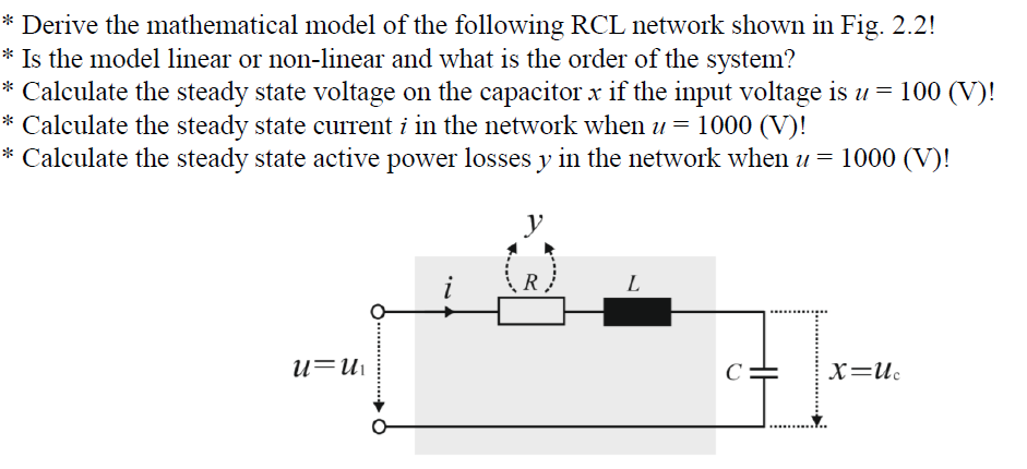 Solved *Derive the mathematical model of the following RCL | Chegg.com