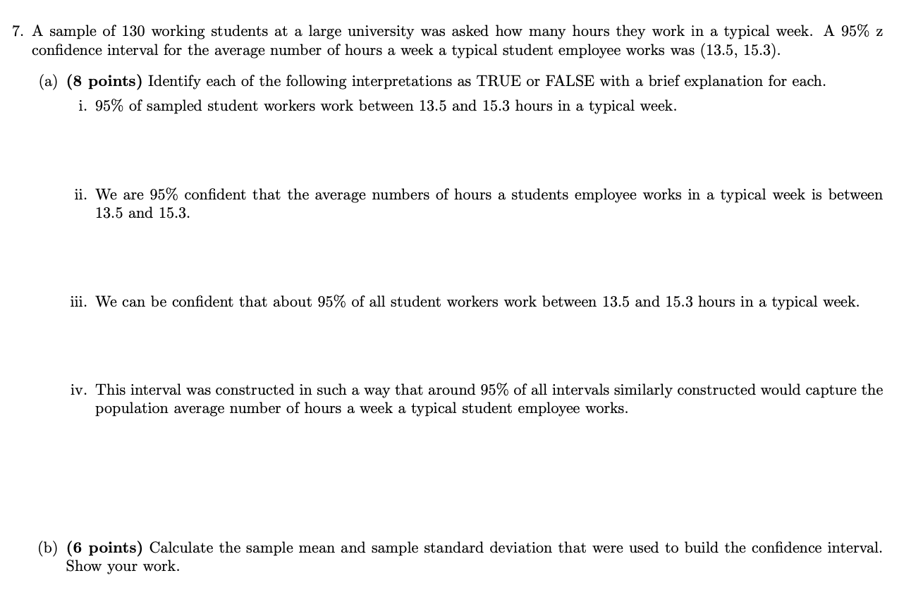 7 A Sample Of 130 Working Students At A Large Chegg Com