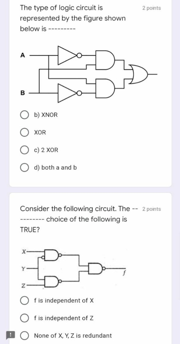 Solved 2 points The type of logic circuit is represented by | Chegg.com