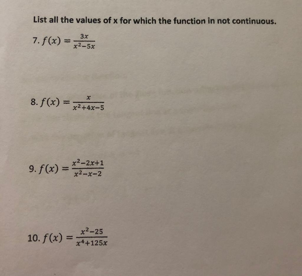 Solved List all the values of x for which the function in | Chegg.com
