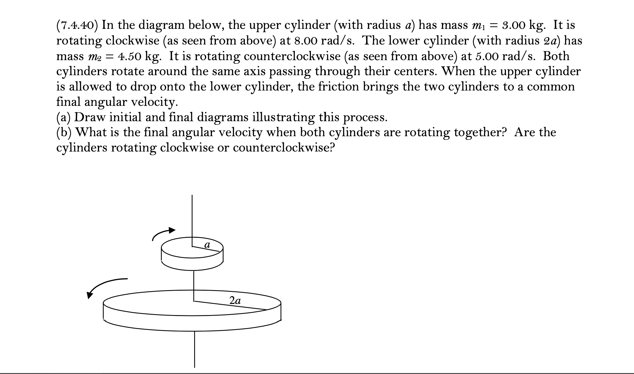 Solved (7.4.40) In the diagram below, the upper cylinder | Chegg.com