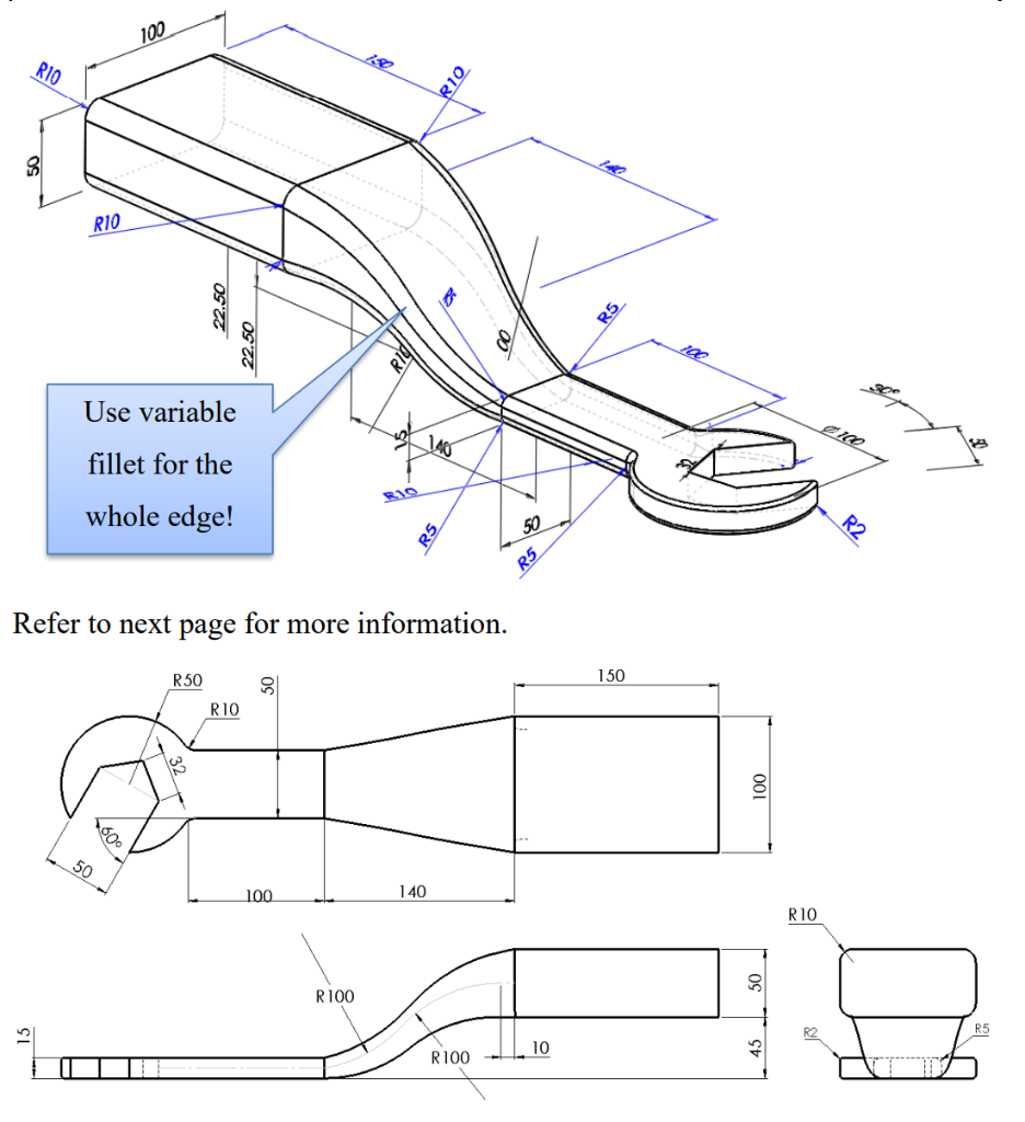 Solved Make The 3D Model In Solidworks From The Provided | Chegg.com