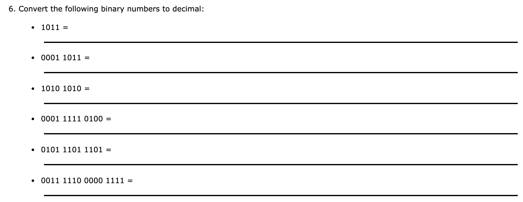 what is the decimal value of binary value 1010