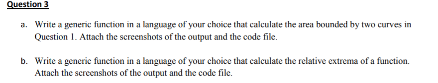 Solved Question 3 a. Write a generic function in a language | Chegg.com