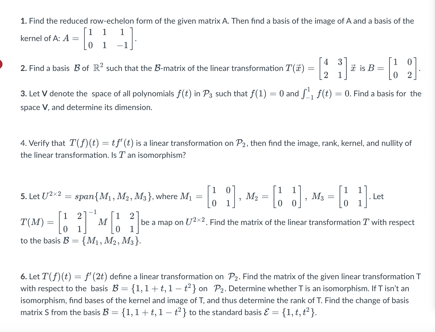 Solved 1. Find the reduced row echelon form of the given Chegg