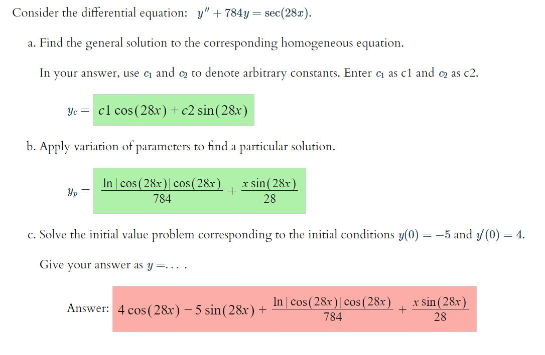 Solved Consider the differential equation: y