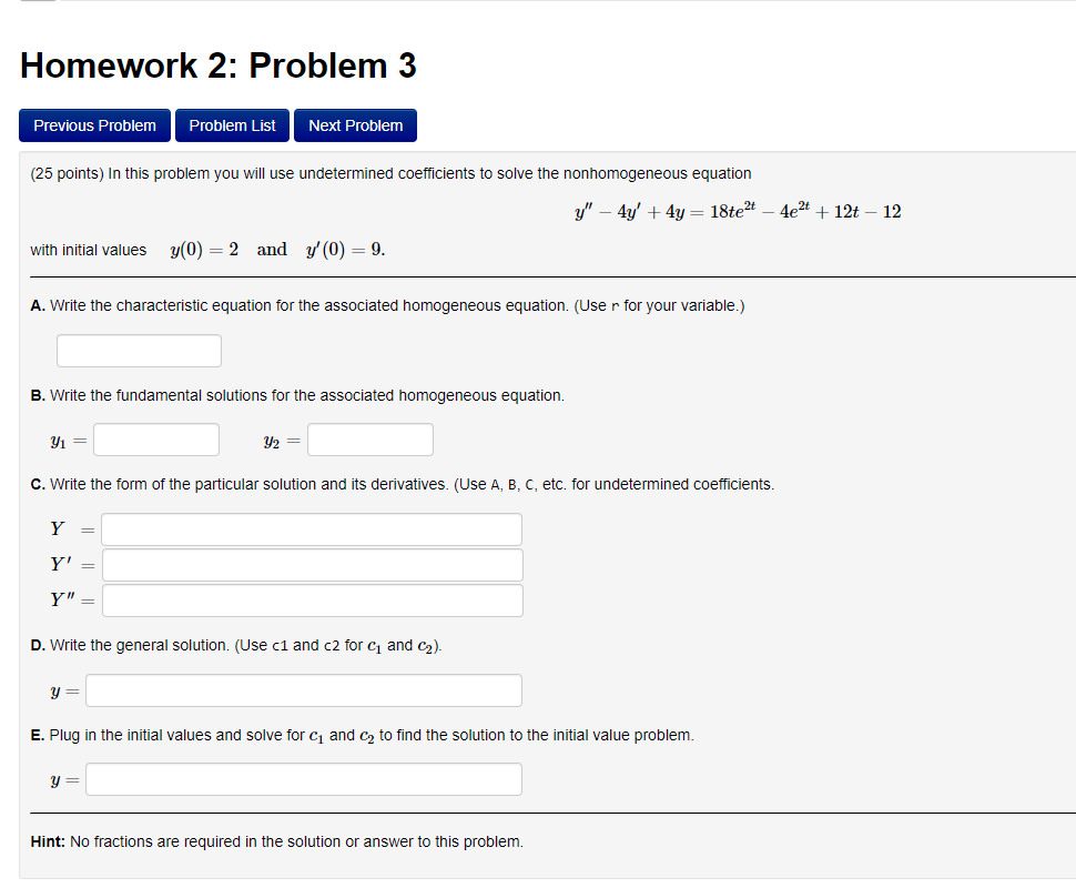 Solved Homework 2: Problem 3 Previous Problem Problem List | Chegg.com