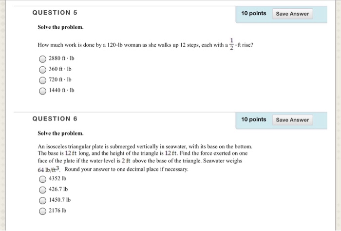Solved QUESTION 5 10 points Save Answer Solve the problem. | Chegg.com
