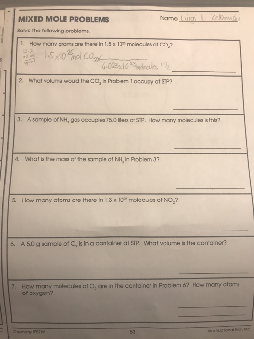 34 Mole Problems Chemistry Worksheet With Answers Support Worksheet