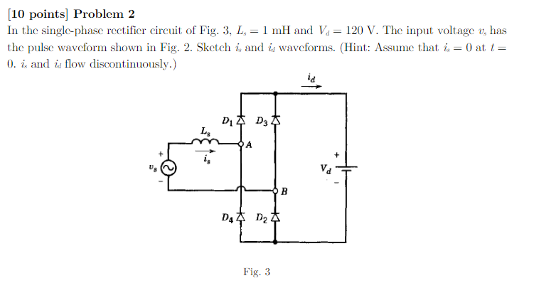 Solved [10 points] Problem 2 In the single-phase rectifier | Chegg.com