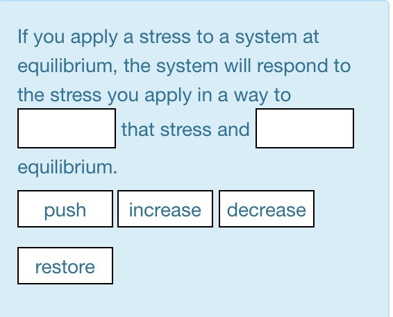 Solved If you apply a stress to a system at equilibrium, the | Chegg.com