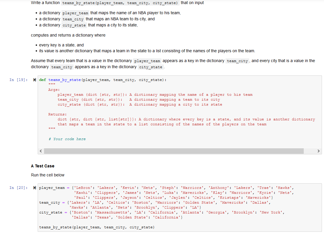 Solved Write a function teams_by_state (player_team,  Chegg.com