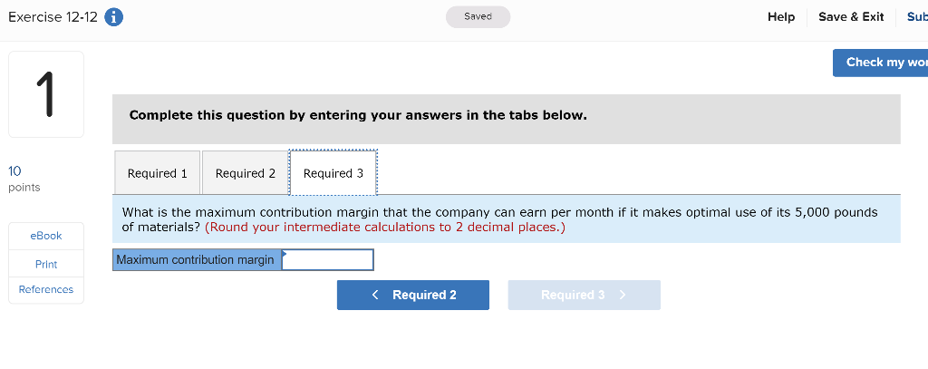 Solved Exercise 12-12 Saved Help Save & Exit Submit Check my | Chegg.com