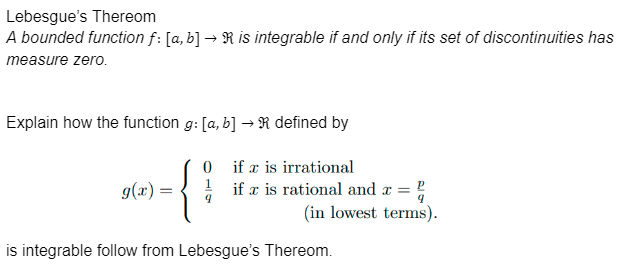 Solved Lebesgue's Thereom A bounded function f:[a,b]→ℜ is | Chegg.com