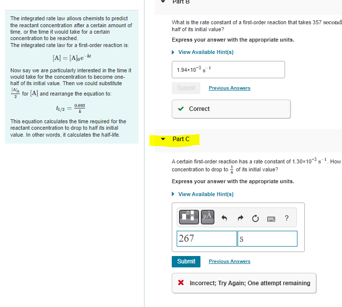 Solved Halflife equation for firstorder reactions