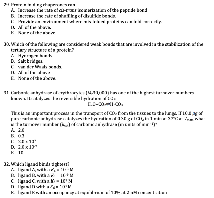 Solved 29. Protein Folding Chaperones Can A. Increase The | Chegg.com Solved 29. Protein Folding Chaperones Can A. Increase The | Chegg.com