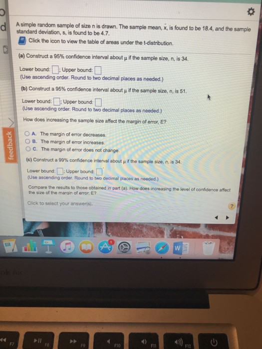 Solved A simple random sample of size n is drawn. The sample | Chegg.com