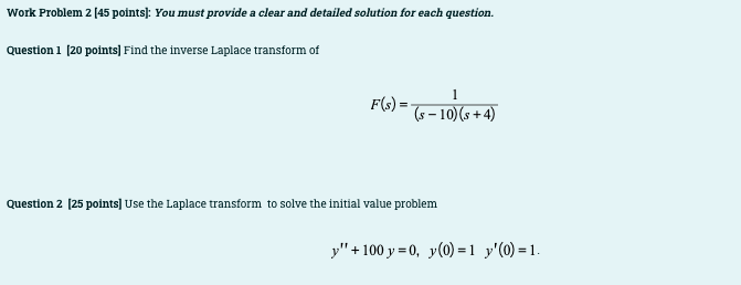 Solved Work Problem 2 (45 points]: You must provide a clear | Chegg.com