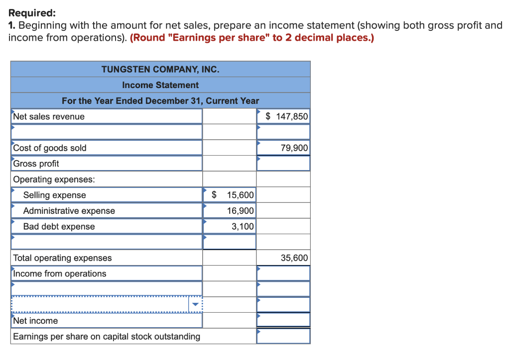 Solved Tungsten Company, Inc., sells heavy construction