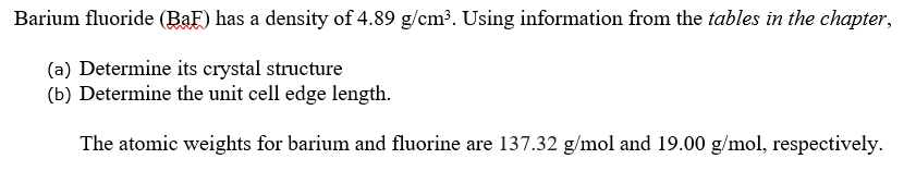 Barium Fluoride BaF Has A Density Of 4 89 G Cm3 Chegg Com   PhpKGN0hS 