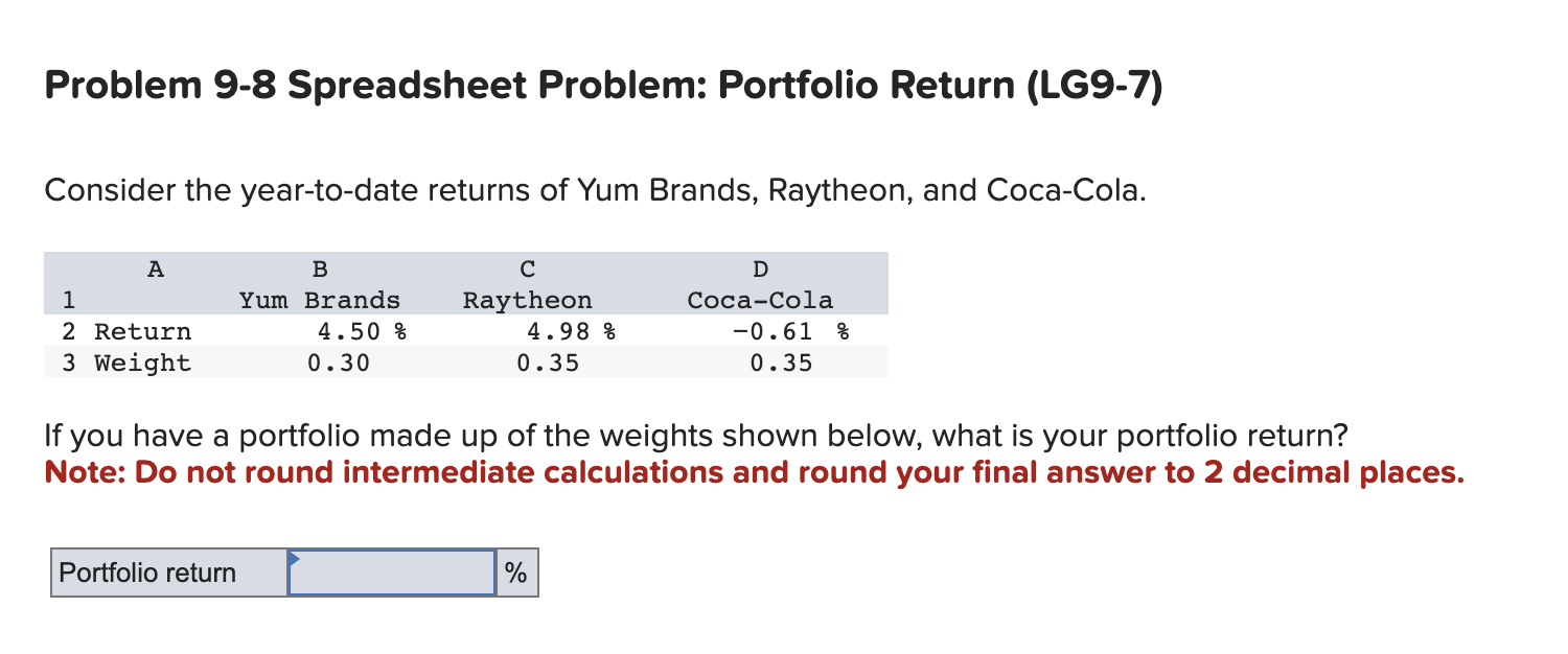 Solved The past five monthly returns for Kohls are 3.76
