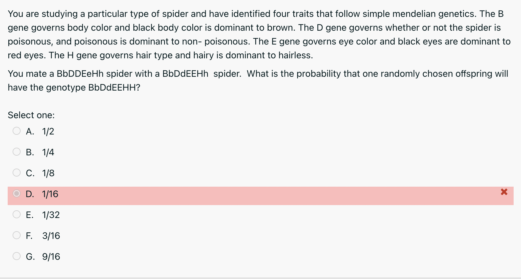 Solved You are studying a particular type of spider and have | Chegg.com
