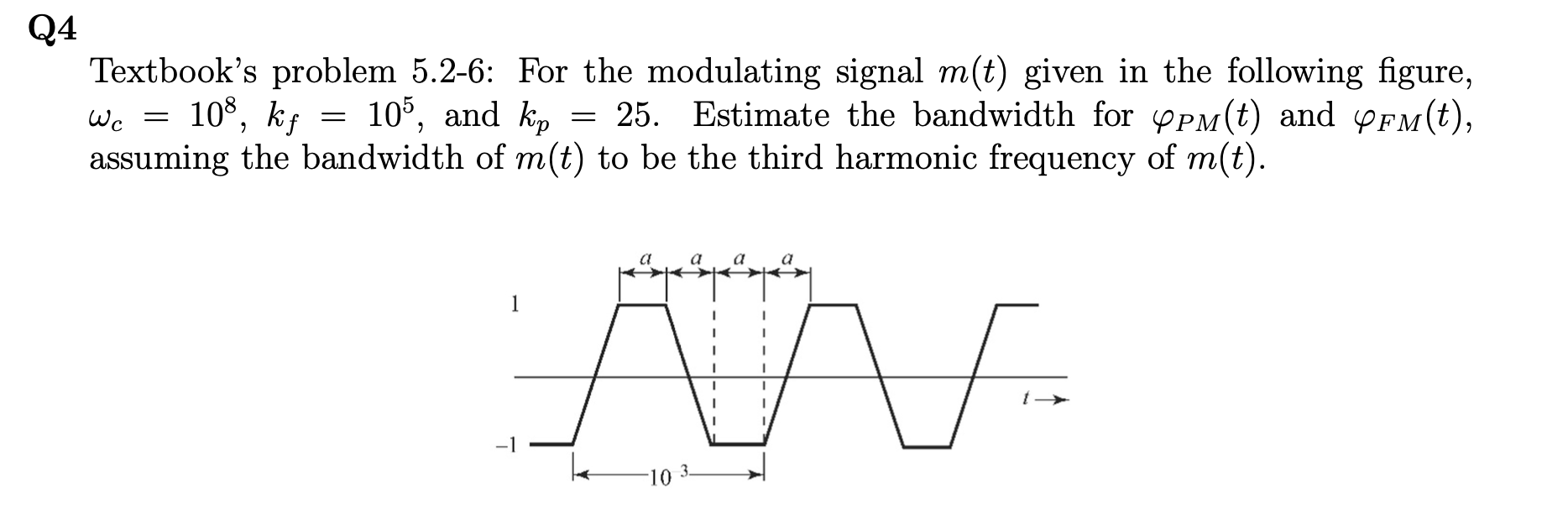 Solved Q4 Textbook's problem 5.2-6: For the modulating | Chegg.com