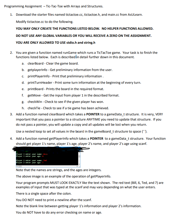 Solved Programming Assignment - Tic-Tac-Toe With Arrays And | Chegg.com