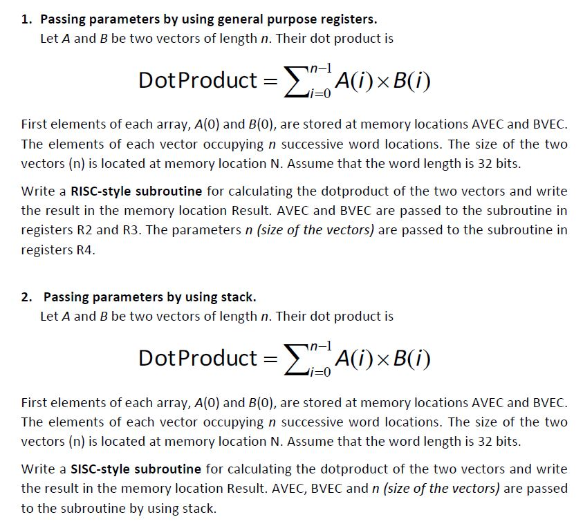 1. Passing parameters by using general purpose | Chegg.com
