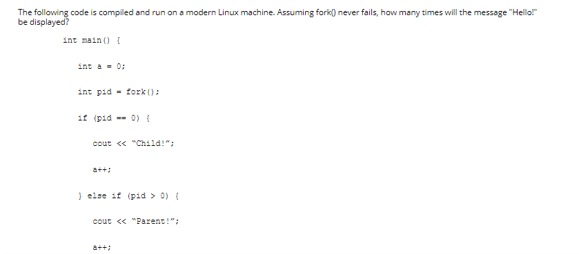Solved The following code is compiled and run on a modern | Chegg.com