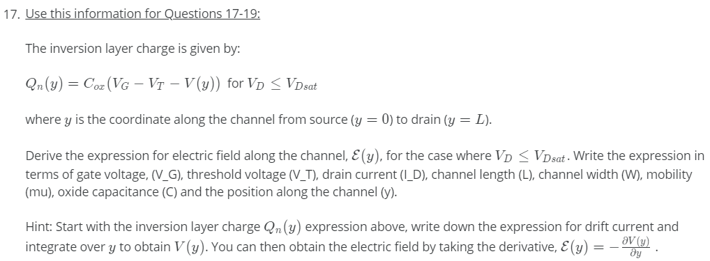 Solved 17 Use This Information For Questions 17 19 The Chegg Com