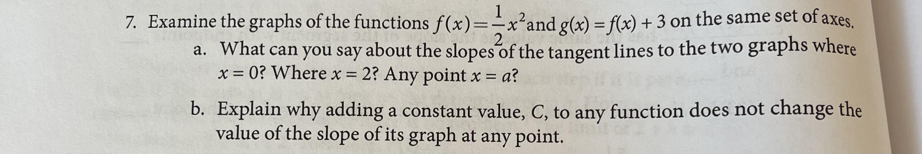 Solved 2 X 2 7. Examine the graphs of the functions | Chegg.com