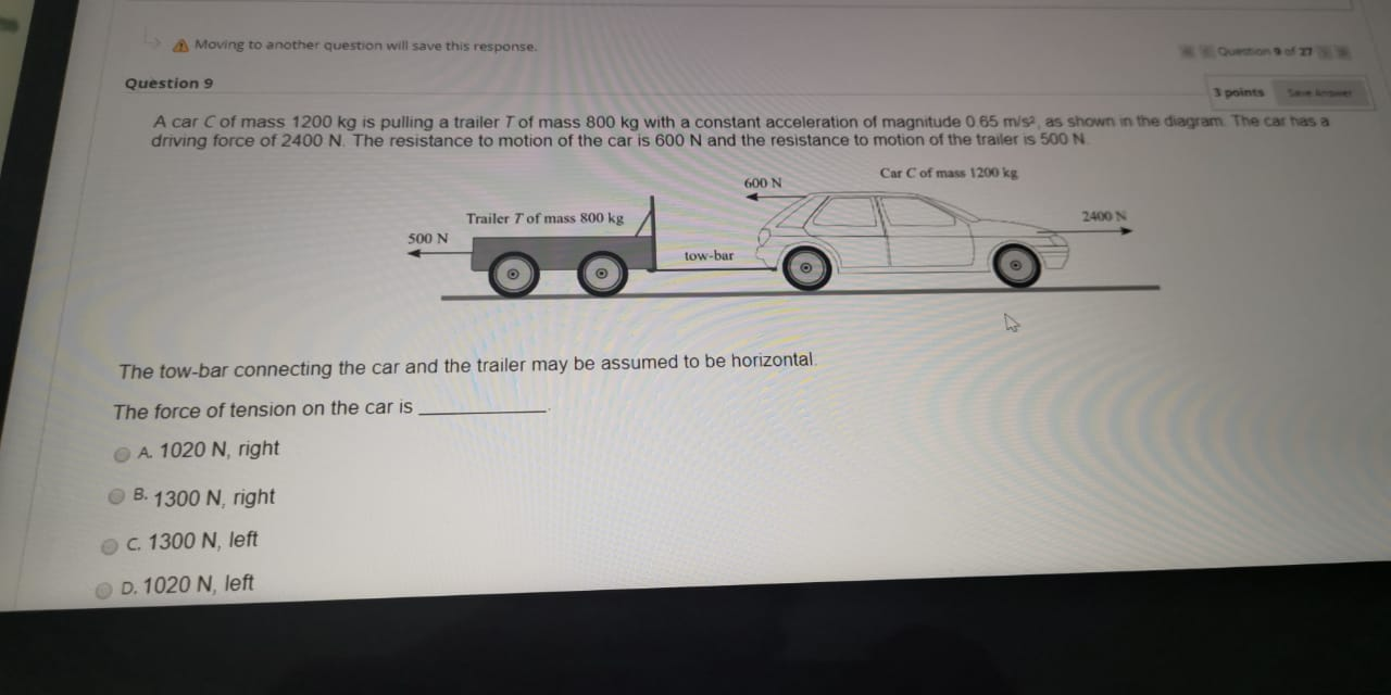 a tow truck is connected to a 1400 kg car