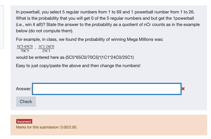 Solved In powerball, you select 5 regular numbers from 1 to | Chegg.com