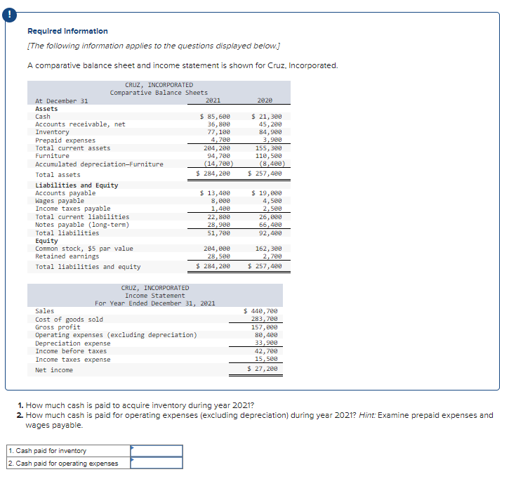 Solved Requlred Information[The following information | Chegg.com