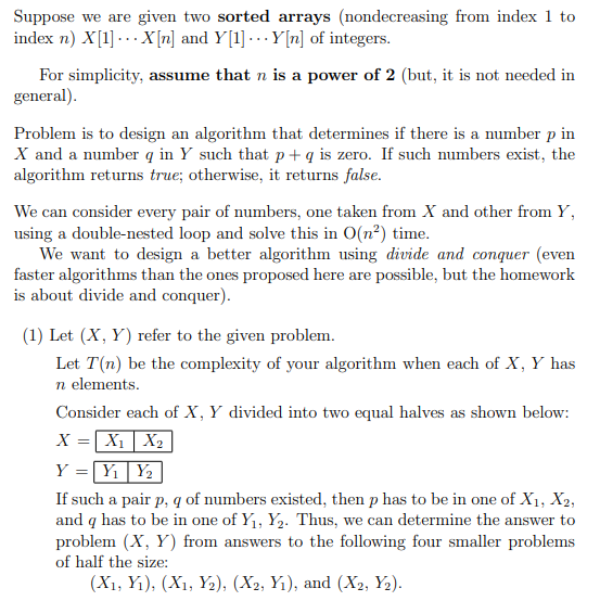 Solved Suppose We Are Given Two Sorted Arrays (nondecreasing | Chegg.com