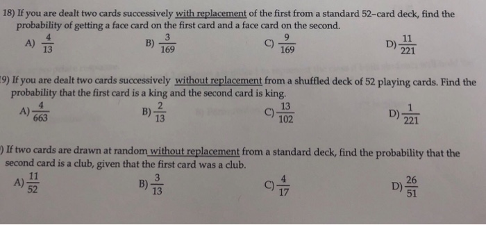 Solved 18) If You Are Dealt Two Cards Successively With | Chegg.com