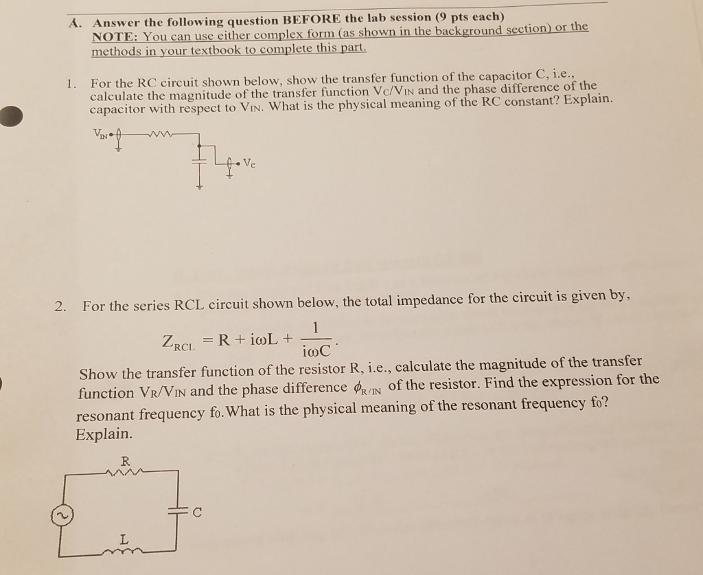 Solved A Answer The Following Question Before The Lab Se Chegg Com