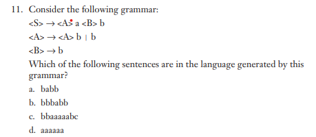 Solved 11. Consider The Following Grammar: | Chegg.com