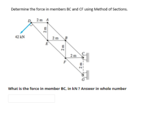 Solved Determine the force in members BC and CF using Method | Chegg.com